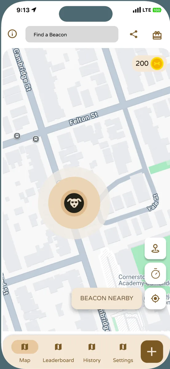 Find a beacon screen